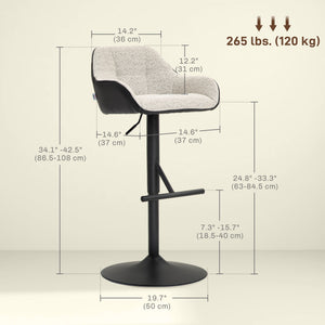 Bar Stools Set of 2, Swivel Counter Height Barstools with Back, Footrest, Armrests, Adjustable Height, Black – view 9