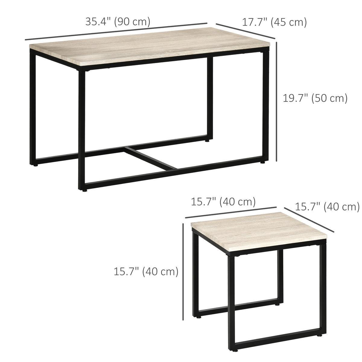 Nesting Coffee Table Set of 3, Modern End Tables with Black Metal Frame for Living Room Home Furniture – view 2