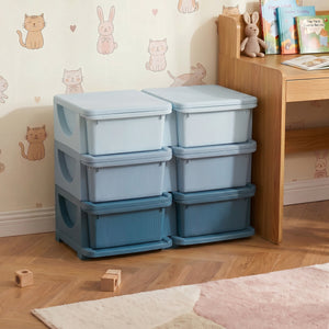 Qaba 3 Tier Kids Toy Organizer and Storage Bins with 6 Plastic Drawers