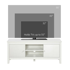 Modern TV Stand for TVs up to 55", TV Bench with Storage Cupboards and Shelves, 47.2" x 16.7" x 19.7", White