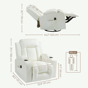 Swivel Massage Recliner Chair Rocker, Overstuffed Manual Reclining Sofa – view 16
