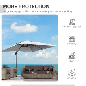 9ft Cantilever Patio Umbrella, Square Overhanging Umbrella with Cross Base, Crank Handle, Tilt – view 13