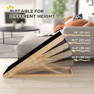 Dog Ramp Foldable Pet Ramp for Bed Couch, Height Adjustable, for Cats Large Dogs with Non Slip Carpeted Surface