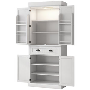 71" Kitchen Pantry Cabinet with LED Lights, 6 Spice Racks, a Drawer and 4 Adjustable Shelves, Black – view 8