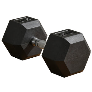 Soozier 50lbs Rubber Hex Dumbbell, Weight Dumbbell Hand Weight Barbell for Body Fitness Training for Home Office Gym, Black