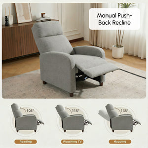 Fabric Recliner Manual Home Theater Seating Single Linen-Touch Sofa Armchair for Living Room, Light Grey – view 9