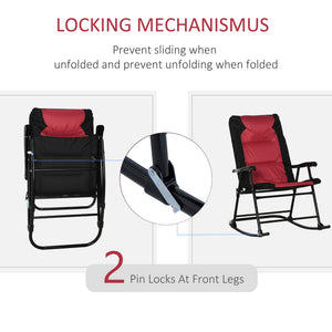 Folding Rocking Chair Set of 2 Padded Rockers with Armrest, Navy Blue – view 11