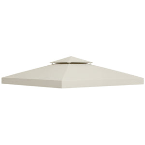 10' x 10' Square 2-Tier Gazebo Canopy Replacement Top Cover Outdoor Garden Sun Shade, Cream White