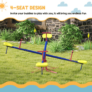 Kids Metal Seesaw Teeter Totter Children's Playground Equipment for Garden Outdoor Indoor Swing, 4 Seats