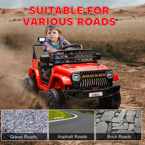 Qaba 12V Ride on Truck, Electric Car for Kids with Remote Control, Suspension, 3 Speeds, USB Music Headlights