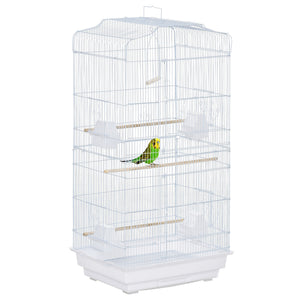 36" Bird Cage, Macaw Play House, Cockatoo, Parrot, Finch Flight Cage, 2 Doors, Perch 4 Feeder Pet Supplies, White