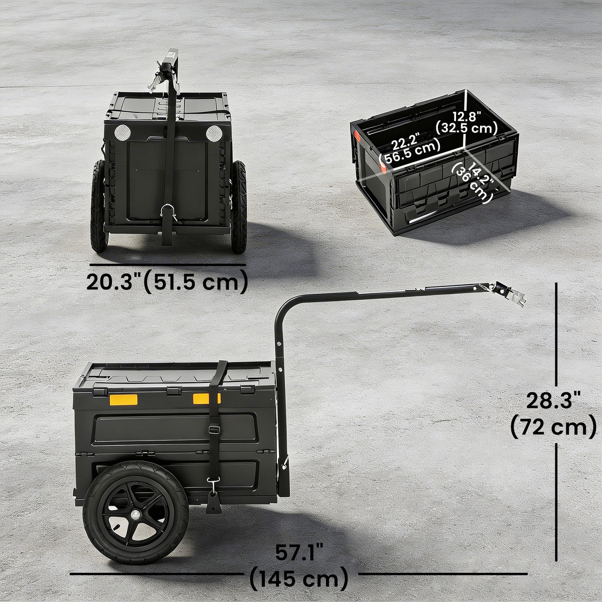 Soozier Bike Trailer with Foldable Storage Box and Lid, Quick Release Wheels, Reflective Stickers, Safety Flag