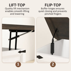 Lift Top Coffee Table with Charging Station, Square Farmhouse Center Table with Hidden Storage, Black Wood Grain