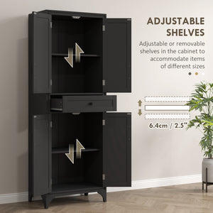 Freestanding Storage Cabinet, Kitchen Pantry Cabinet with 2 Shelves, 4 Doors for Dining Room, Black – view 4