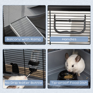 3-tier Hamster Cage, Guinea Pig Cage, Pet Chinchillas Play House Indoor with Accessories Food Dish Water – view 12