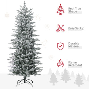 6' Pre Lit Arctic Fir Artificial Flocked Christmas Trees, with Snow Branches, Warm White UL Listed Clear Lights