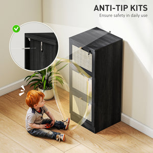 2 Drawer Filing Cabinet with Lock, Boho File Cabinet for A4 Letter Size Files with Decorative Rattan – view 20