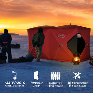 5-8 Person Pop-up Ice Fishing Shelter, Portable Ice Fishing Tent, Blue – view 17