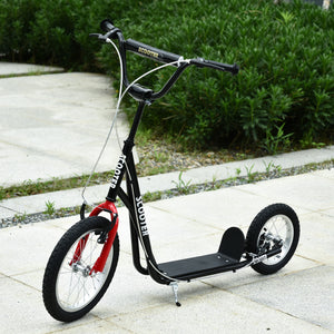 Aosom Youth Kick Scooter with Adjustable Handlebar and 16'' Inflatable Rubber Wheel for Kids and Teens 5+ Year Old