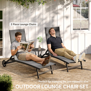 Outdoor Lounge Chair Set of 2, Tanning Chair with Wheels, Breathable Mesh for Patio, Backyard, Poolside – view 3