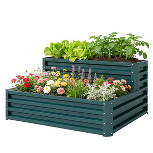 2 Tier Raised Garden Bed, 47" x 40" x 23" Galvanized Steel Planter Box for Vegetables, Flowers, and Herbs – view 8