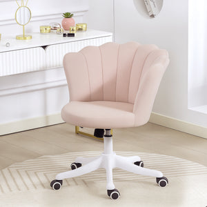 Office Chair, Armless Swivel Desk Chair with Adjustable Height, Backrest, Tilt Function for Office, Vanity, Pink
