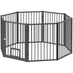 8 Panels Dog Playpen, Foldable Portable Pet Playpen with Door, for Small & Medium Dogs, 30"H
