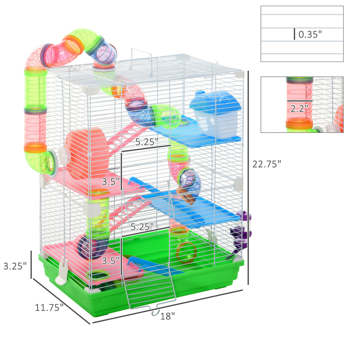 5 Tiers Hamster Cage Portable with Exercise Wheels Play Tube Water Bottle Dishes House Ladder for Gerbils – view 2