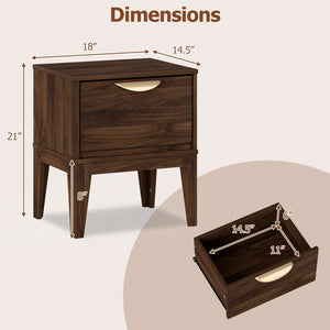 Mid Century Modern Bedside Table with Drawer and Tapered Support Feet for Bedroom-Walnut view 5