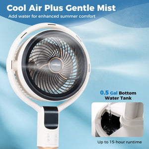 Misting Pedestal Fan Air Circulator with 90° Auto Oscillation Floor Standing Fan with 8 Speeds-White view 7