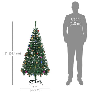 4.9ft Green Christmas Tree Artificial Xmas Holidays Party with Decoration Ornament