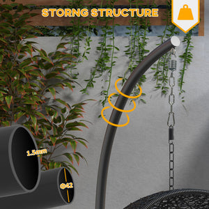 Hanging Hammock Chair Stand with Round Base, Heavy Duty Hammock Stand Only with 330 lbs. Capacity, Black