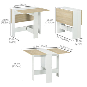 Drop Leaf Dining Table Wood Folding Table Multi-Use Side Table Dining Desk Space Saving Table, White/Oak