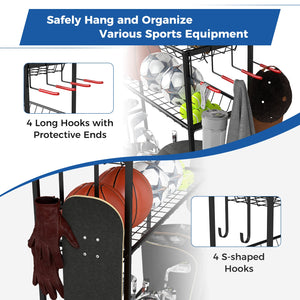 Mobile Sports Equipment Organizer with Golf Bags Storage and Club Rack-Black view 8