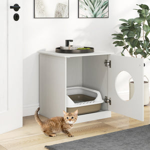 Modern Cat Litter Box Enclosure for Small to Large Cats-White view 3