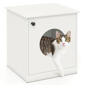 Modern Cat Litter Box Enclosure for Small to Large Cats-White