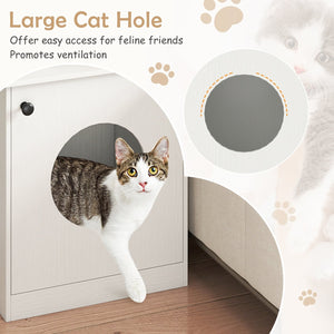 Modern Cat Litter Box Enclosure for Small to Large Cats-White view 7
