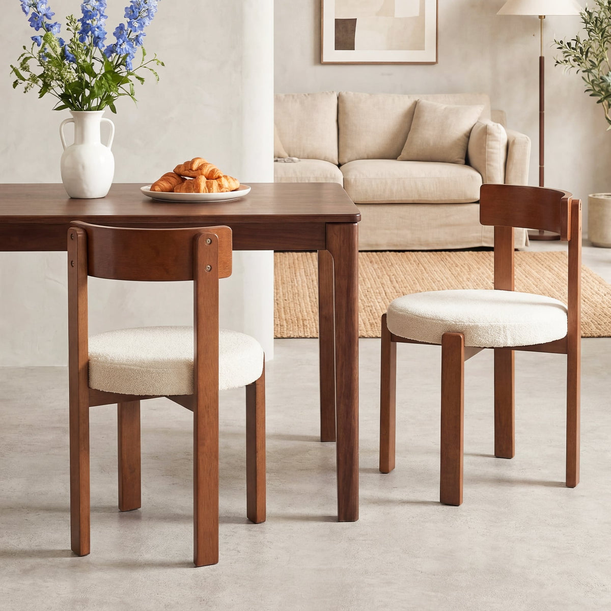 Modern Dining Chairs Set of 2 with Solid Rubber Wood Legs-Brown view 2