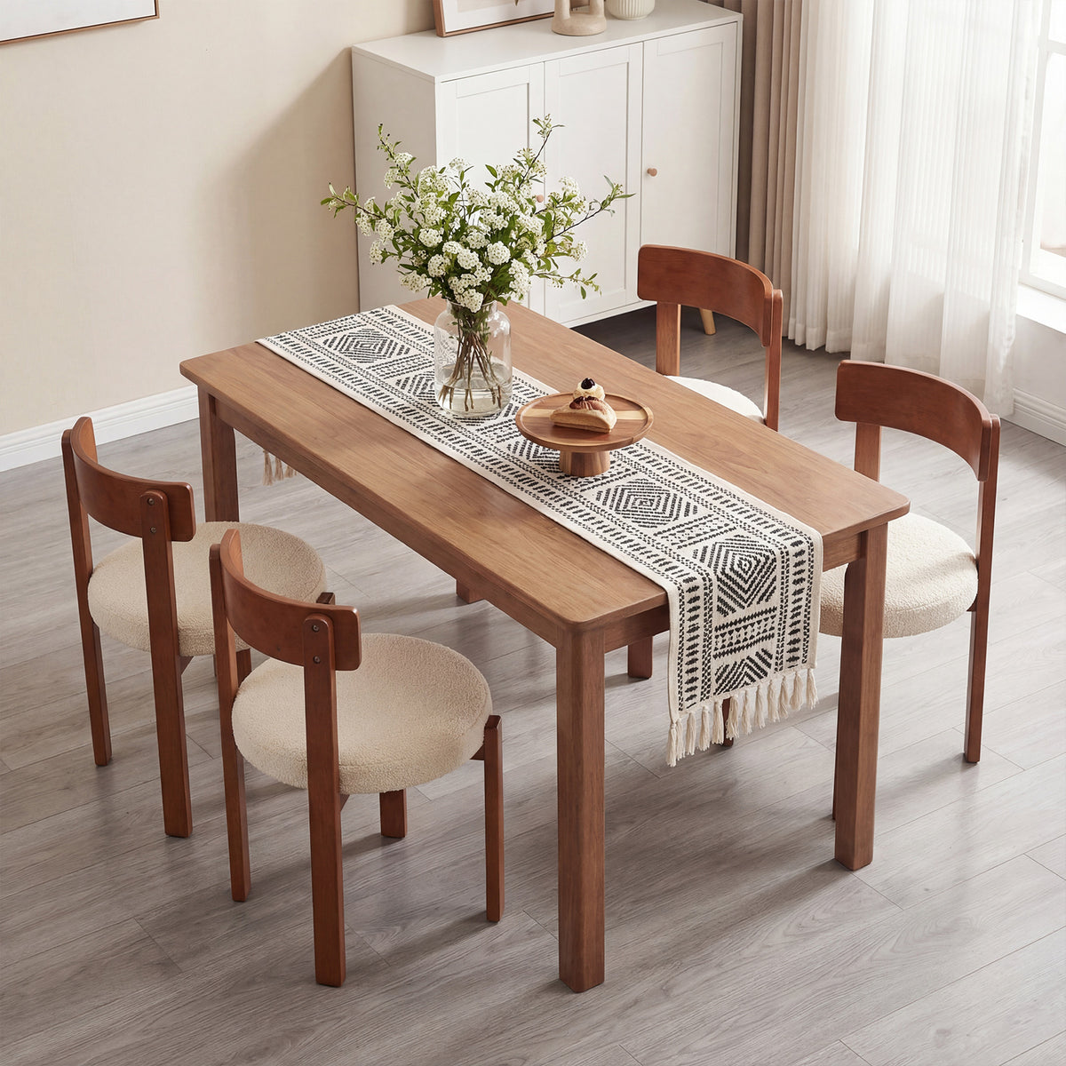 Modern Dining Chairs Set of 4 with Solid Rubber Wood Legs-Brown view 2