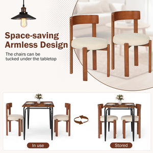 Modern Dining Chairs Set of 4 with Solid Rubber Wood Legs-Brown view 9