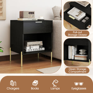 Modern Nightstand with Charging Station-Black view 7
