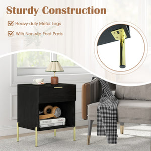 Modern Nightstand with Charging Station-Black view 8