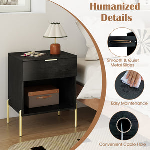 Modern Nightstand with Charging Station-Black view 9