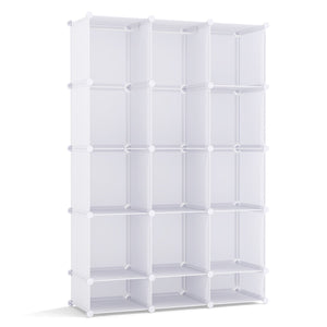 Modular Baby Wardrobe with 13 Cubes and Hanging Rod and Shelves Stackable-White