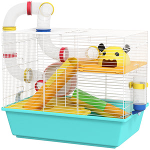 3 Tiers Hamster Cage for Gerbil, Dwarf Hamster with Tunnels, Water Bottle, Exercise Wheel