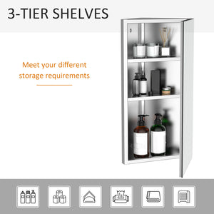 Wall mounted Bathroom Corner Mirror Storage Cabinet Stainless Steel with Single Door