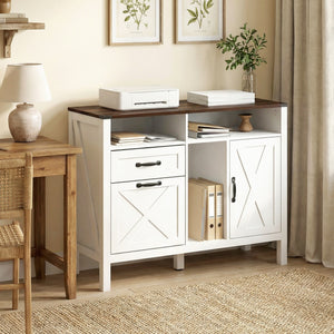 Lateral Filing Cabinet for Letter/A4 Hanging Files, File Cabinet with Open Compartments for Home Office, White