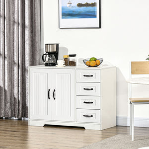 Modern Sideboard Buffet Cabinet with Drawers and Beadboard Door Cupboard Kitchen Storage Cabinet White – view 6