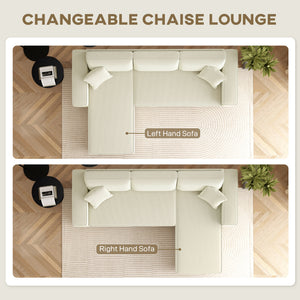 Corner Sofa with Changeable Chaise, Corduroy L-Shaped Sectional Sofa with Pocket Spring, 2 Pillows – view 10