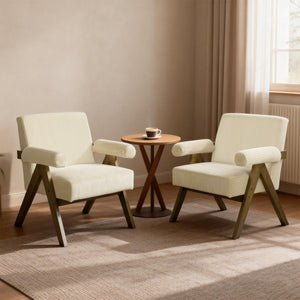 Cashmere Accent Chair Armchair with Wide Seat and Soft Padded Armrests for Reading, Bedroom, Cream White – view 13